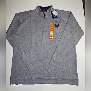 NWT Champion Men's Querter-Zip, Heather Gray, Washington Huskies.